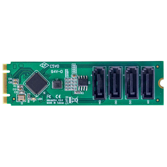 StarTech.com 4P-SATA-M2-ADAPTER Scheda adattatore da M.2 a SATA 4 porte PCIe 3.0 con chipset ASM1064 per Windows macOS Linux colore Verde