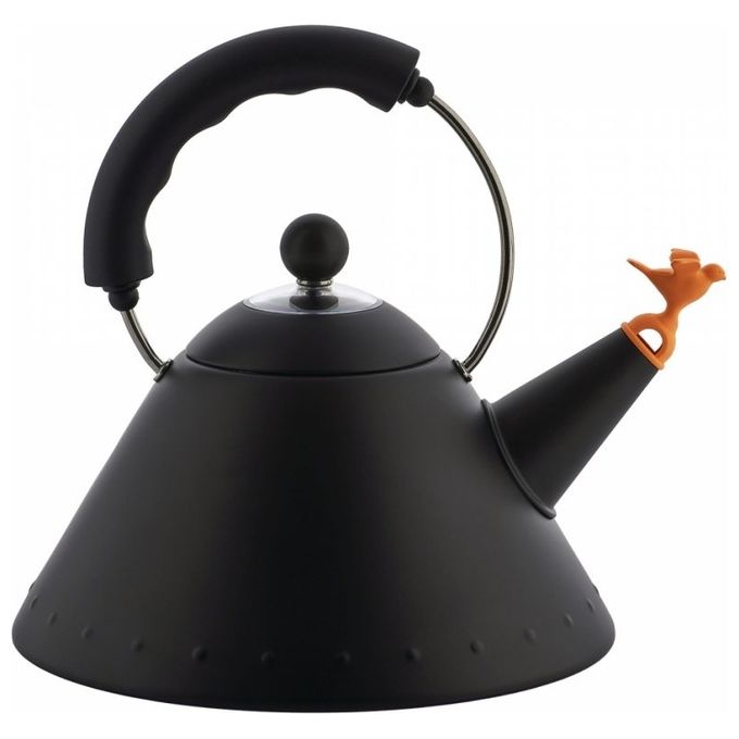 Alessi 9093 Czajnik con Gwizdkiem a Forma di Uccello in Acciaio Inox 2 l Induzione Compatibile colore Czarny