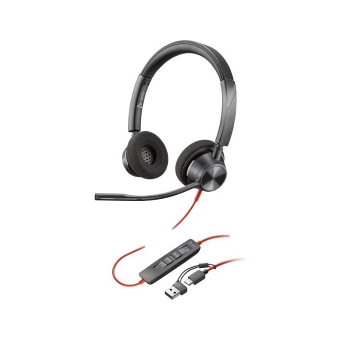 Poly 8X220AA Blackwire 3320 Cuffie Stereo USB-C Certificate Microsoft Teams colore Nero