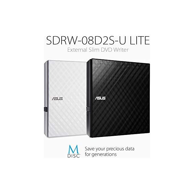 ASUS SDRW-08D2S-U LITE Masterizzatore DVD Slim Esterno 8x USB con supporto M-Disc Mac OS e Windows support Nero
