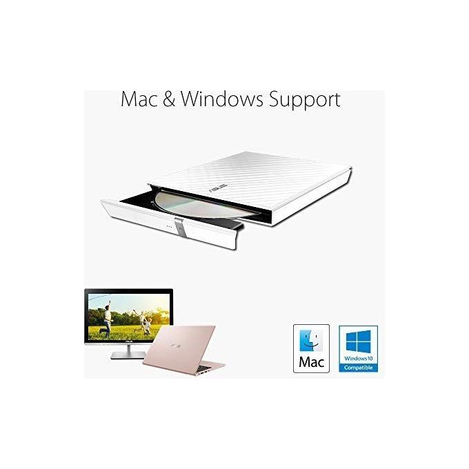 ASUS SDRW-08D2S-U LITE Masterizzatore DVD Slim Esterno 8x USB con supporto M-Disc Mac OS e Windows support Bianco