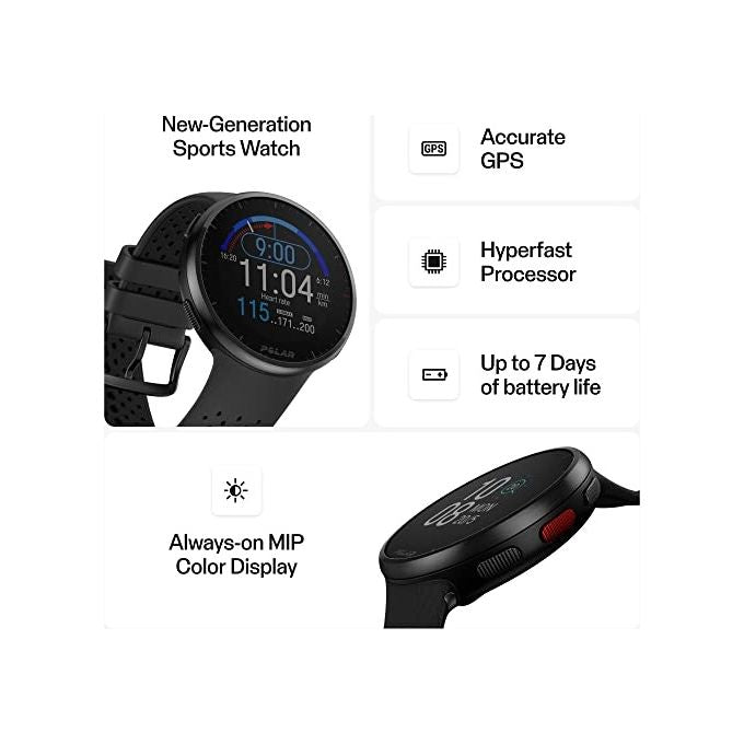 Polar 900102178 Pacer Pro Smartwatch GPS Display MIP 1.2'' Risoluzione 240x240 Pixel Batteria 265 mAh Processore 192 MHz Memoria 32 GB Impermeabile 50 m colore Grigio
