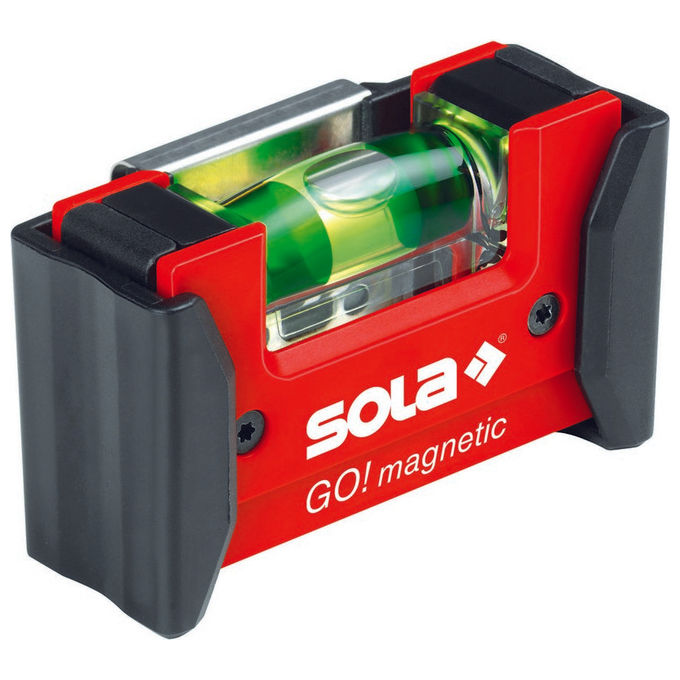 Sola H132681 GO! Magnetic Clip Livella Tascabile Magnetica 1 Bolla Neodimio Tolleranza 0,75 mm-m 7,5 cm colore Rosso
