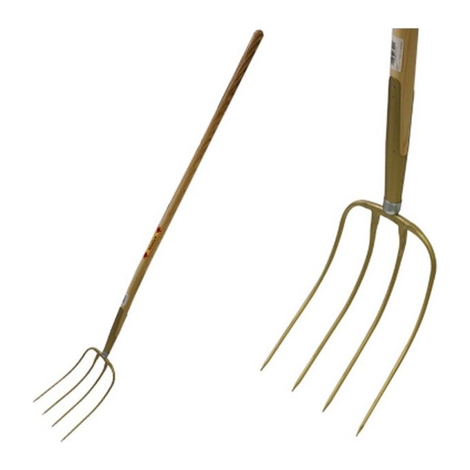 ABT 91198 Forca a 4 Denti con Manico in Faggio e Denti in Acciaio Forgiato Verniciato per Giardinaggio e Letame colore Legno