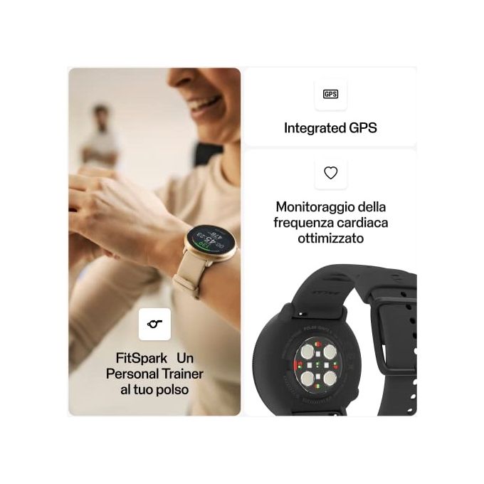 Polar 90085182 IGNITE 2 Smartwatch GPS Cardiofrequenzimetro Touchscreen 1,2'' TFT 240x240 Pixel Batteria 165 mAh colore Nero
