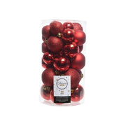 Amicasa JNS_427198 Palline di Natale Infrangibili Set 30 Pezzi Finiture Miste Lucido Opaco Glitter diametro 4 5 6 cm colore Rosso