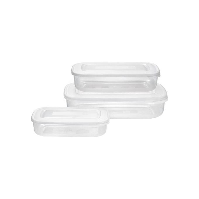 Tontarelli 8005989264322 Family Food Set 3 Contenitori Rettangolari per Alimenti 3L 1.88L 0.93L colore Bianco