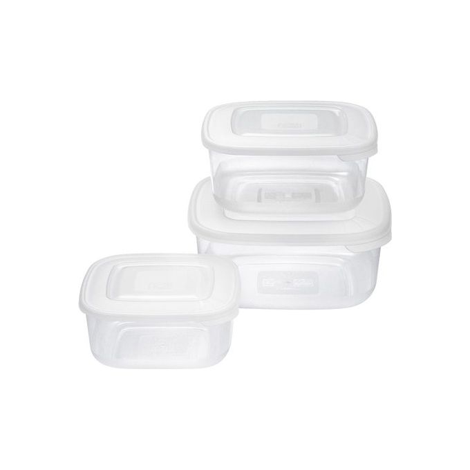 Tontarelli 8005989264353 Family Food Set 3 Contenitori per Alimenti Quadrati 2.5L 1.5L 0.95L Microonde Congelatore Lavastoviglie colore Bianco