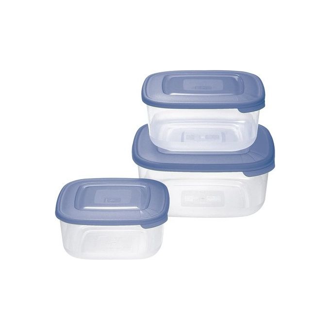 Tontarelli 8005989264377 Family Food Set 3 Contenitori per Alimenti Quadrati 2.5L 1.5L 0.95L colore Azzurro