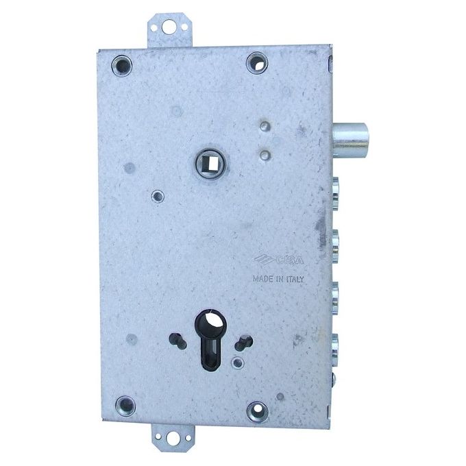 CISA 90684 56515-48-0-ST Serratura per Porta Blindata con Cilindro Europeo Interasse 28 mm Ambidestra con Catenacci e Scrocco colore Acciaio