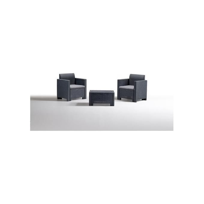 BICA 9073.4 Nebraska Set Salottino da Giardino 2 Posti in Polipropilene Rattan Waterproof con Cuscini Inclusi colore Antracite