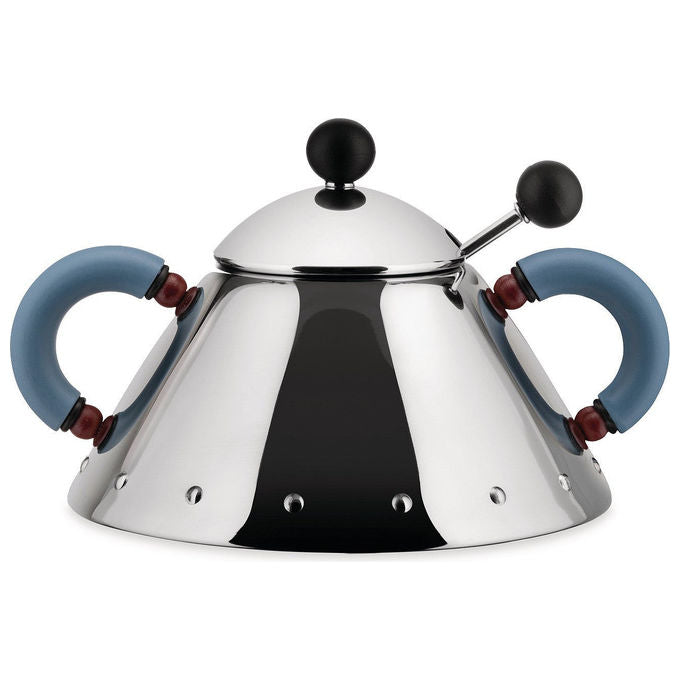Alessi 9097B Zuccheriera con Cucchiaino in Acciaio Inossidabile 18-10 e Resina Termoplastica Capacita' 20 cl Altezza 8 cm Diametro 10.5 cm colore Nero