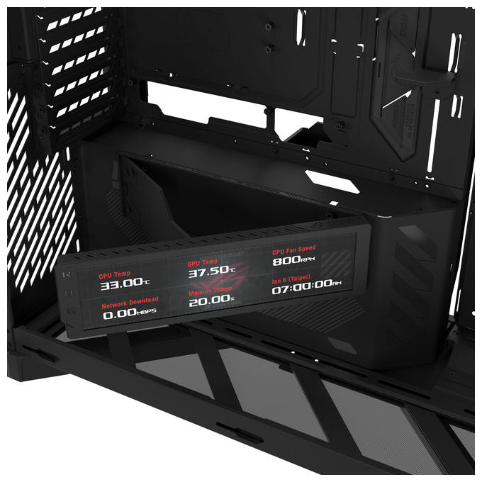 Asus 90DC00T0-B09030 ROG CRONOX GR801 CURVE TG ARGB Midi Tower con Display LCD 9.2'' e Vetro Curvo Temperato colore Nero