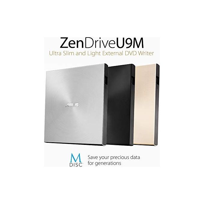Asus 90DD02A2-M29000 ZenDrive U9M Masterizzatore DVD Esterno USB Type-C Type-A M-DISC colore Argento