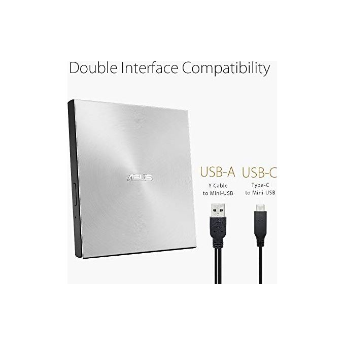Asus 90DD02A2-M29000 ZenDrive U9M Masterizzatore DVD Esterno USB Type-C Type-A M-DISC colore Argento