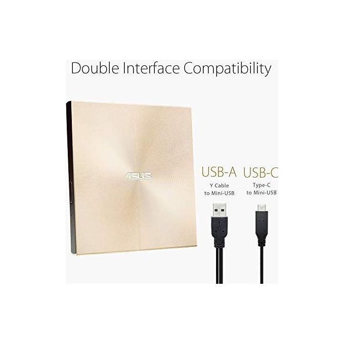 ASUS U9M SDRW-08U9M-U Zendrive Masterizzatore Esterno Type C con supporto M-Disc Mac OS e Windows support Oro