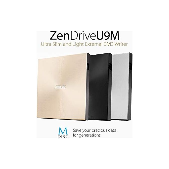 ASUS U9M SDRW-08U9M-U Zendrive Masterizzatore Esterno Type C con supporto M-Disc Mac OS e Windows support Oro