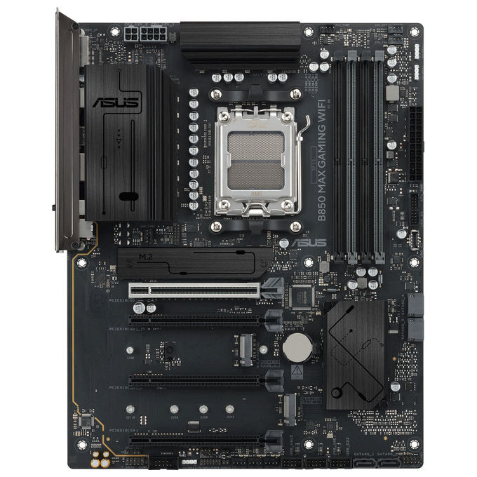 ASUS scheda madre B850 MAX GAMING WIFI, socket AM5, chipset AMD B850, DDR5, PCIe 5.0, 3 slot M.2, Wi-Fi 6E, ATX, nera