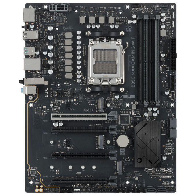 ASUS scheda madre B850 MAX GAMING WIFI, socket AM5, chipset AMD B850, DDR5, PCIe 5.0, 3 slot M.2, Wi-Fi 6E, ATX, nera