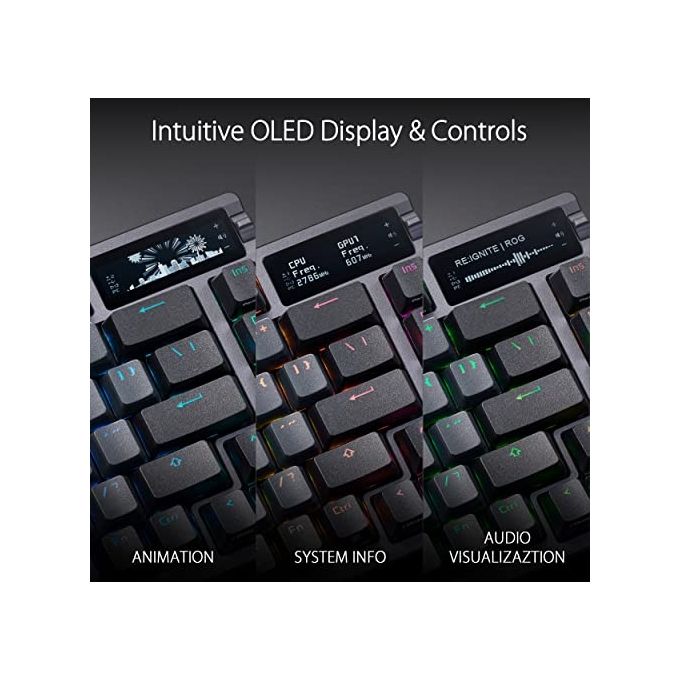 ASUS 90MP0316-BKIA00 ROG Azoth Tastiera Meccanica Gaming Wireless 75% TKL Switch ROG NX Red Hot-Swap Display OLED RGB Aura Sync Connessione Tri-Mode USB-C Bluetooth 2.4GHz colore Nero