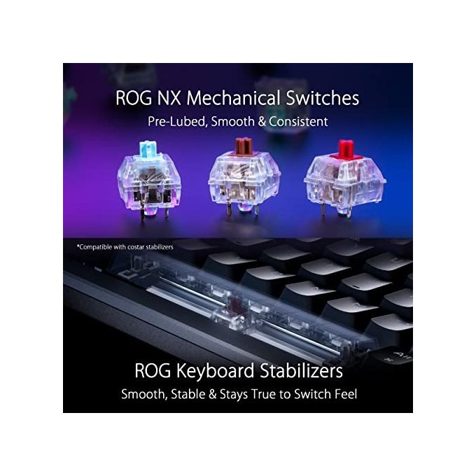 ASUS 90MP0316-BKIA00 ROG Azoth Tastiera Meccanica Gaming Wireless 75% TKL Switch ROG NX Red Hot-Swap Display OLED RGB Aura Sync Connessione Tri-Mode USB-C Bluetooth 2.4GHz colore Nero