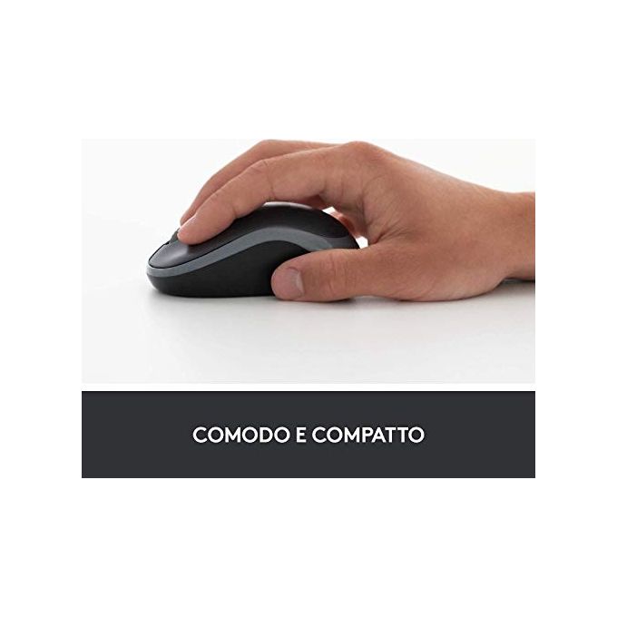 Logitech M185 Mouse Wireless Ottico 1000 DPI Rosso e Nero per PC Portatile e Ufficio