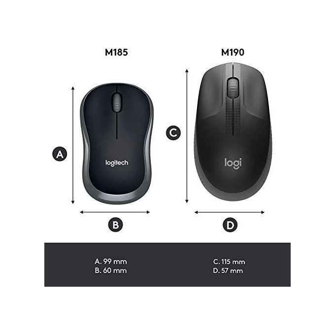 Logitech M185 Mouse Wireless Ottico 1000 DPI Rosso e Nero per PC Portatile e Ufficio