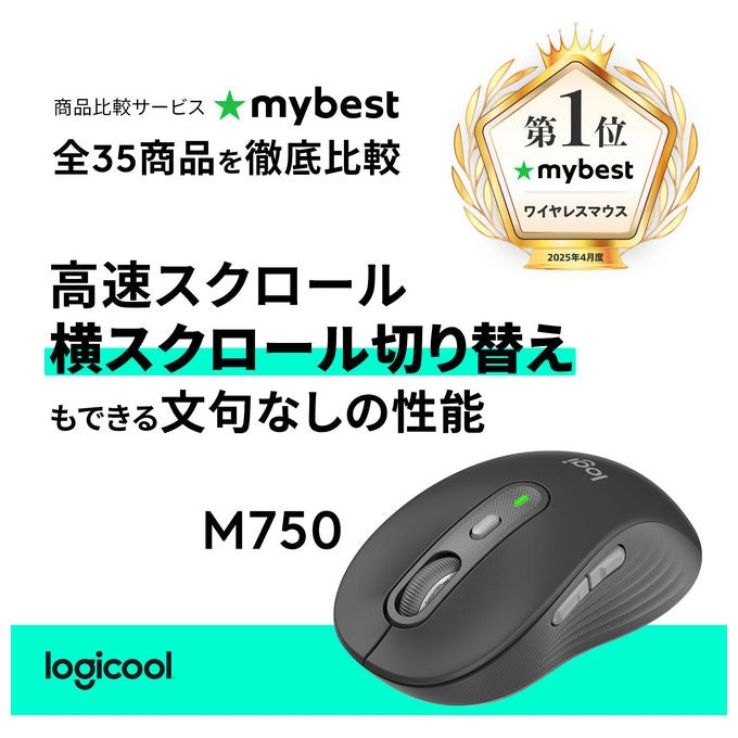 Logitech 910-007509 Signature Plus M750L Mouse Wireless Ottico 4000 DPI 6 Tasti Bluetooth RF Multi-dispositivo colore Grafite
