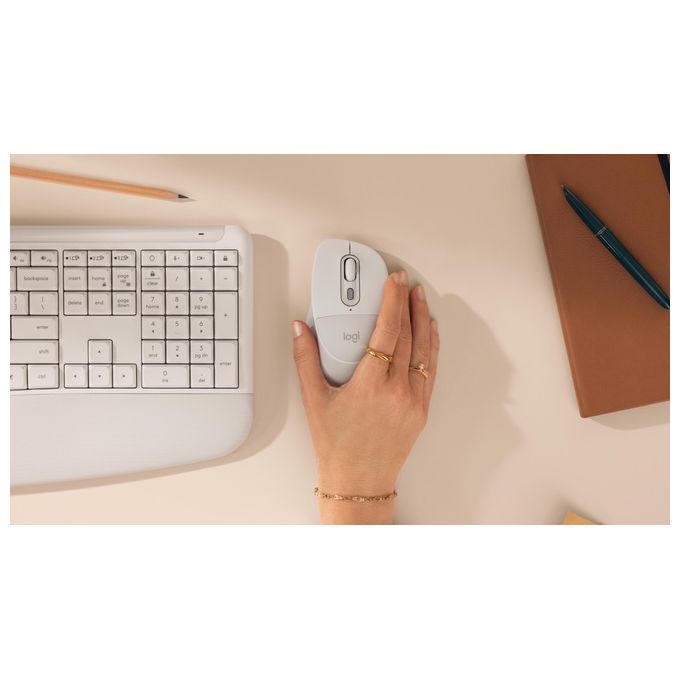 Logitech 910-007716 Signature Comfort Plus M850 L Mouse Wireless con Poggiapolsi Integrato Clic Silenziosi Scrolling SmartWheel Connessione Bluetooth e Tecnologia Easy-Switch per 3 Dispositivi Batteria 24 Mesi colore Off-White