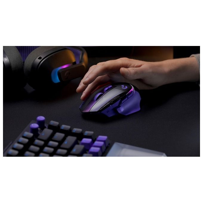 Logitech G 910-007811 G502 X PLUS Mouse Gaming Wireless e Con Cavo 44000 DPI 130 h Batteria colore Nero Viola