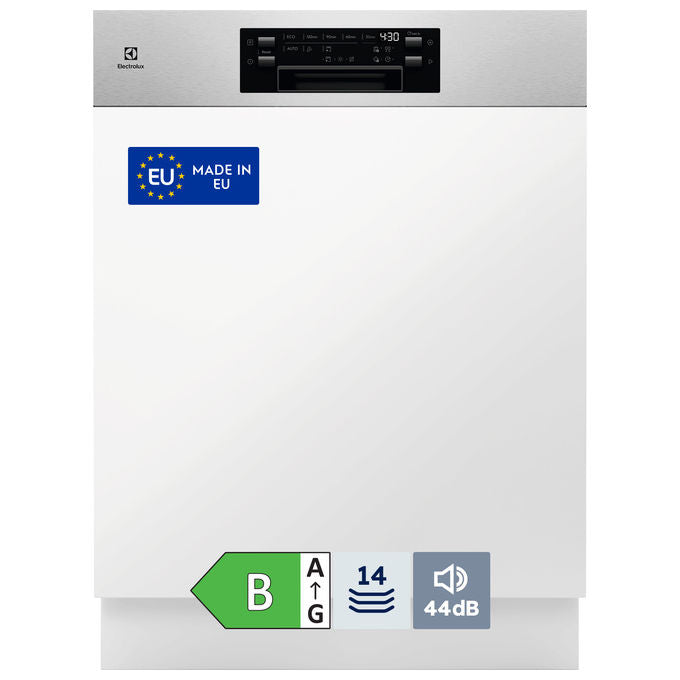 Electrolux E62IB201SX Serie 600 Lavastoviglie Integrata parziale 14 coperti Classe B 44 dB AirDry 360Clean Inverter (82x60x57 cm) colore Inox