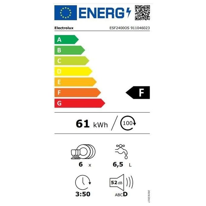 Electrolux ESF2400OS Lavastoviglie Libera Installazione 6 coperti Classe F 52 dB 6 programmi (44x55x50 cm) colore Argento