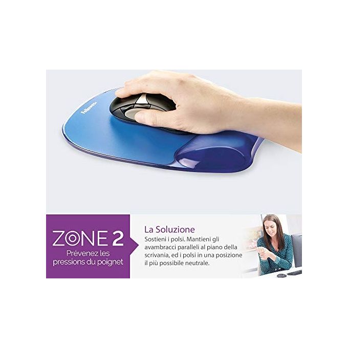 Fellowes Leonardi Mousepad Gelcrystals Supp Polso Azz