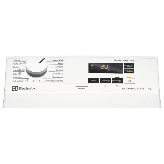 Electrolux EW6T56A PerfectCare 600 Lavatrice Carica dall'Alto 6 Kg 1200 rpm Classe A SensiCare Vapore Anti-Allergy TimeSave (89x40x60 cm) colore Bianco