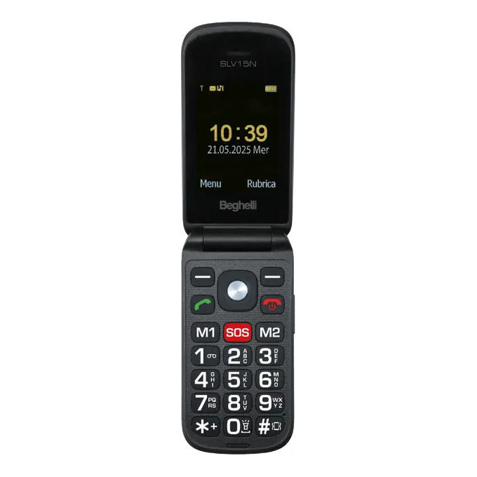 Beghelli 9137N SLV15N ECO Telefono Cellulare per Anziani GSM Tasto SOS Tasti Grandi Fotocamera 800mAh colore Nero