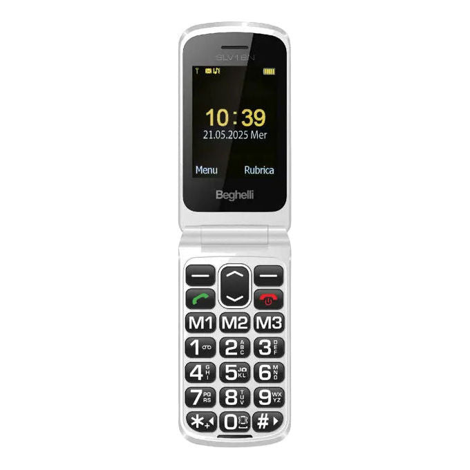 Beghelli 9138N SLV18N ECO Cellulare per Anziani GSM Tasto SOS Tasti Grandi Display 2.4'' Dual SIM Torcia Radio FM colore Grigio