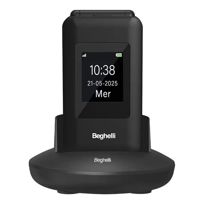 Beghelli 9141 SLV41 Telefono per Anziani 4G VoLTE Doppio Display 2.8'' Tasto SOS Tasti Grandi colore Nero