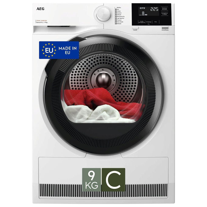 AEG TR7HG9C Serie 7000 Asciugatrice Pompa di Calore 9 Kg Classe C SensiDry MixDry 64 dB (85x60x64 cm) colore Bianco