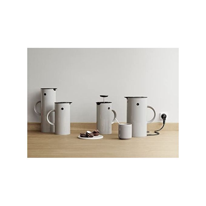 Stelton EM77 HELLGRAU EM77 Termos e Recipiente Isotermico 1 L in Vetro e ABS con Chiusura a Scatto e Tappo a Bilanciere colore Grigio