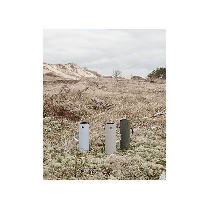 Stelton EM77 HELLGRAU EM77 Termos e Recipiente Isotermico 1 L in Vetro e ABS con Chiusura a Scatto e Tappo a Bilanciere colore Grigio