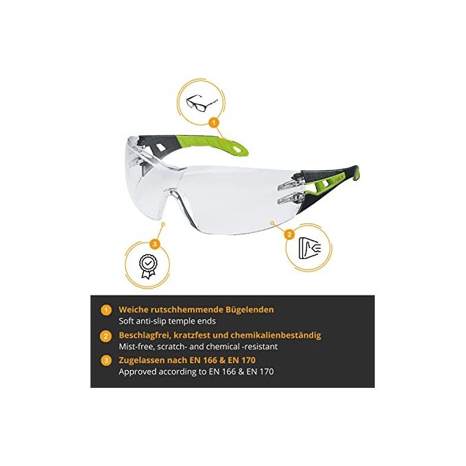Uvex Occhiali con Astine Pheos Nero-Verde