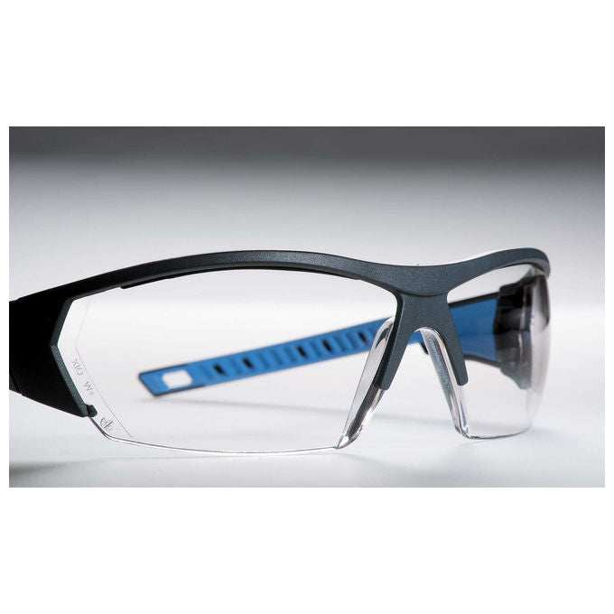 Uvex 9194171 i-works Occhiali Protettivi Lente Panoramica Antiappannamento Antigraffio Resistenti Sostanze Chimiche colore Blu