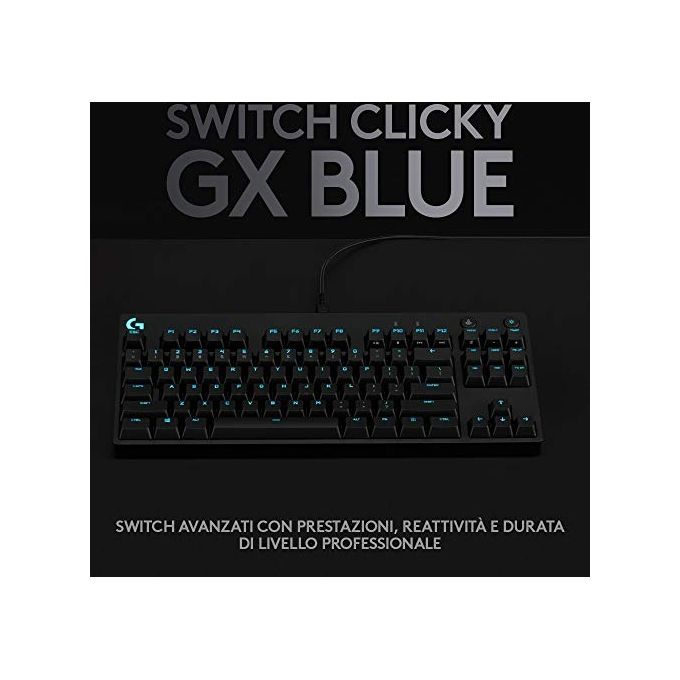 Logitech G 920-010592 PRO Tastiera Gaming Meccanica TKL Switch GX Blue RGB QWERTY USB Cavo Rimovibile colore Nero