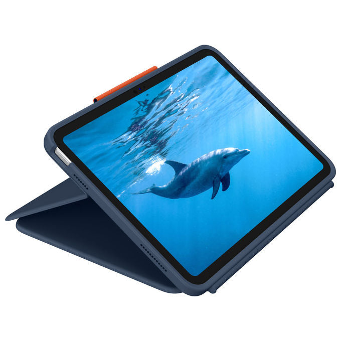 Logitech Rugged Combo 4 Touch, custodia con tastiera e trackpad per iPad 10a generazione, Smart Connector, Qwerty italiano, Blu