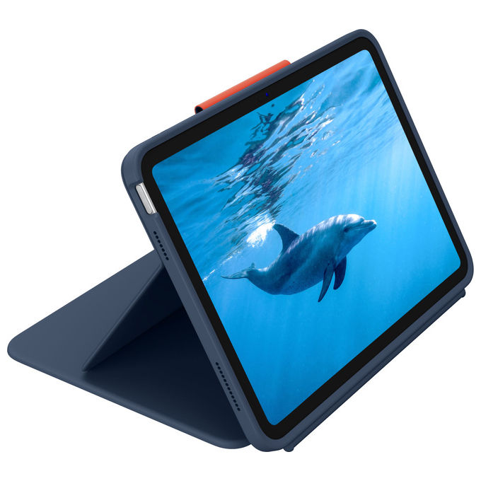 Logitech Rugged Combo 4 Touch, custodia con tastiera e trackpad per iPad 10a generazione, Smart Connector, Qwerty italiano, Blu