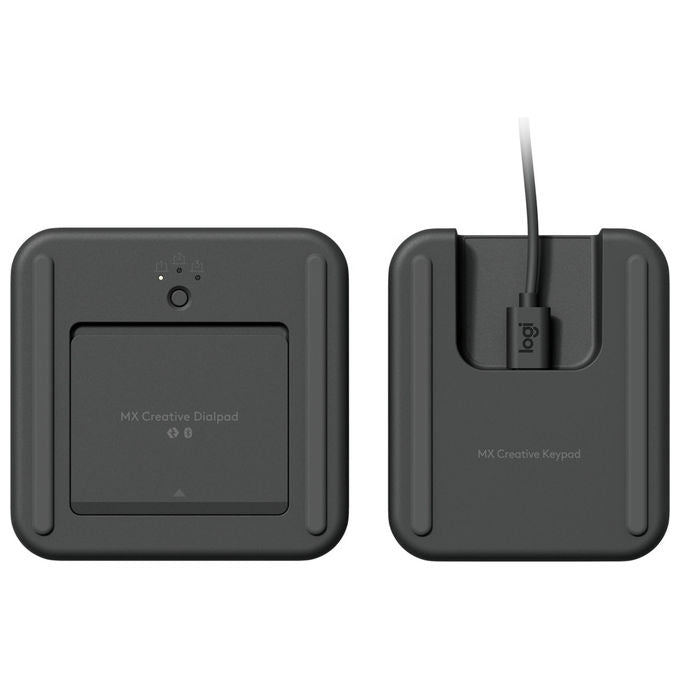 Logitech MX Creative Console, tastierino programmabile, 9 tasti LCD personalizzabili, manopola di controllo, Bluetooth, USB-C, per Adobe, grafica e video editing, grafite