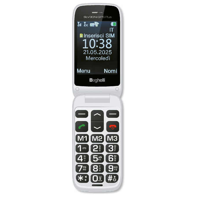 Beghelli 9201N SLV30N GPS Plus Telefono Cellulare per Anziani Tasto SOS GPS Wi-Fi Dual SIM Display 2.8'' colore Grigio