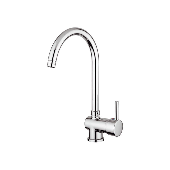 CM 9208MISCCRM ACQUAMIX Miscelatore Cucina con Canna Girevole 360° in Ottone e Acciaio colore Cromato