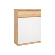 Tvilum Naia Mobiletto Porta Scarpe con 2 Ante e 1 Cassetto Bianco con Decorazione Rovere Hickory Jackson