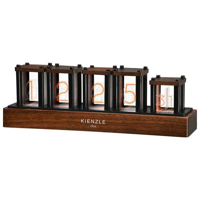 Kienzle 14992 Orologio da Tavolo LED Nixie RGB illuminazione 1600 colori 6 modalita' colore Marrone